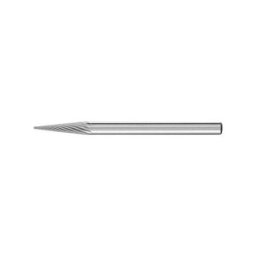 Mini-fraise sur tige de 3 mm, en carbure, forme conique à bout pointu SKM, denture 5, Forme : SKM