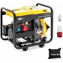 Groupe électrogène diesel 5000 w 12,5 l 240/400 v Mobile Triphasé - Beige, Argent, Blanc