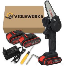 Violeworks - Mini Tronconneuse à batterie élagueuse électrique sans fil 4'' Scie à chaine scie à