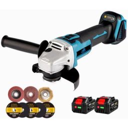 Meuleuse d'angle 18v 125mm meuleuse d'angle rechargeable + 2 batteries + meule disque de polissage