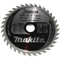 Specialized B-33635 Lame de scie circulaire au carbure 136 x 20 x 1 mm Nombre de dents: 36 1 pc(s)