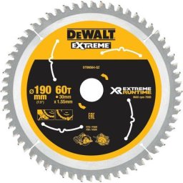 DEWALT DT99564-QZ - portablelame de cie Circulaire XR EXTRÊME RUNTIME 190mm x 30mm 60D 25 °