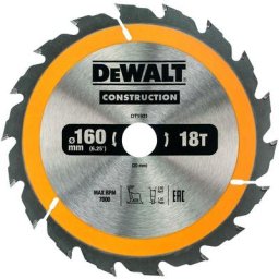 DT1931-QZ - cie circulaire portative pourla con truction 160x20mm 18D ATB20 ° - Dewalt