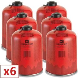 Kemper - Pack de 6 cartouche gaz 450g butane propane mix Bouteille de gaz à valve 7/16 Bonbonne