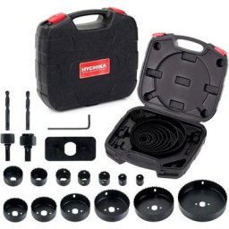 Scie Cloche Hychika Coffret de Scie Trépan 19 pcs avec Mandrins, Plaque d'installation et Clé