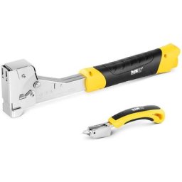 Marteau Agrafeur Agrafeuse Manuelle Pistolet à Agrafes 6 - 14 mm + Dégrafeuse - Blanc