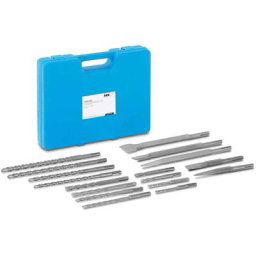 MSW - Coffret Jeu De Mèches & Burins Pour Perforateur sds Plus 17 Pièces Avec Mallette - Noyer