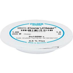 Felder Löttechnik - ISO-Core Clear Sn100Ni+ Étain à souder bobine Sn99,25Cu0,7Ni0,05 1 mm