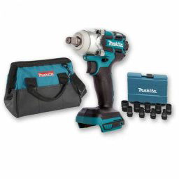 Boulonneuse à chocs 18V 280Nm 1/2 DTW285 (machine seule) + Coffret 9 douilles + sac Makita