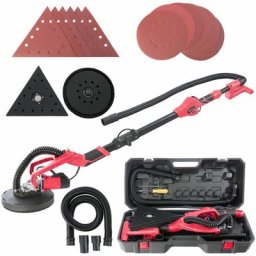 Ponceuse Girafe ø 225 mm Barre télescopique Tête Pivotante (Double Pad) - Noir / Rouge - Arebos