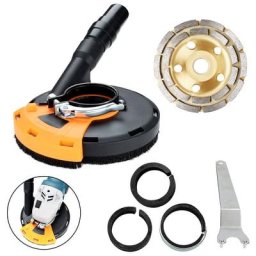 Capot d'aspiration pour meuleuse d'angle 125 mm + meule diamantée 125 mm pour béton - Orange