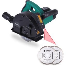 Rainureuse 1700W à laser - 150mm - 4 disques diamants, anneau d'extension, raccord dáspirateur et