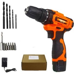 Teetok - 12V perceuse sans fil et tournevis 12PCS Bits Set, Perceuse électrique avec 2 vitesses,