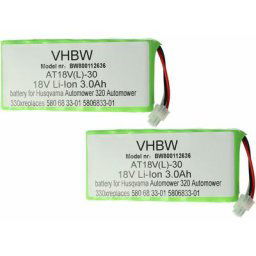 2x Li-Ion batterie 3000mAh (18V) pour tondeuse à gazon robot Husqvarna Automower 320, 330X, 330x