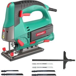 Scie Sauteuse 800W Hychika Max. Profondeur de coupe: 110mm, 800-3000SPM, 6 Vitesses Réglables, 4