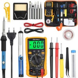 Fer à Souder Kit, 60W Kit de Soudure, Temperature Réglable de 200450℃, Multimètre, 5PCS Conseils de