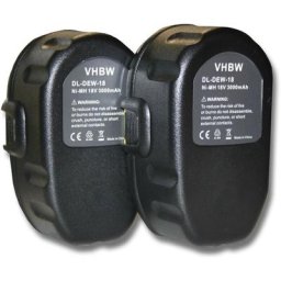 vhbw 2x Batteries compatible avec Dewalt DC385B, DC385K, DC390, DC390B, DC390K, DC390KA, DC390KB,