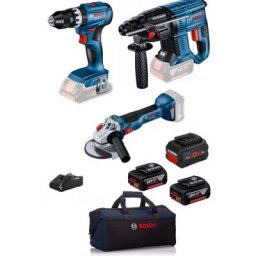 Bosch - Lot de 3 outils 18V pro + batteries 2x5.0Ah / 1x5.5Ah + chargeur - 0615990N29