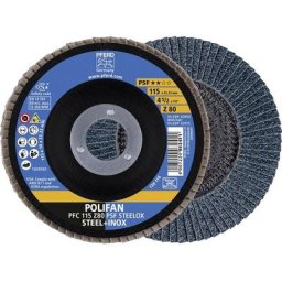 Disque à lamelles polifan z psf steelox ø 115 mm Granulation Z-80 moyeu déporté inox corindon