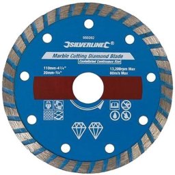 Silverline - Disque diamant 110 mm ø int 20mm tronconner le marbre, granit, ceramique, pierre