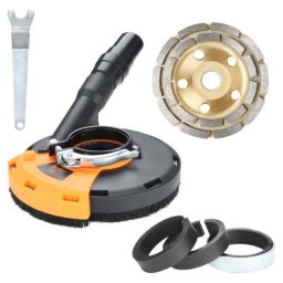 Capot d'aspiration pour meuleuse d'angle 125 mm + meule diamantée 125 mm pour béton - Orange