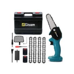 Tronçonneuse à batterie 21V 2 Batterie Portable Scie Électrique Jardin Logging 4PCS Chaîne