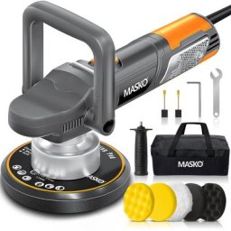 Polisseuse XXL-Set 900W Machine à polir excentrique 6 vitesses polissoir d'angle avec 5 éponges de