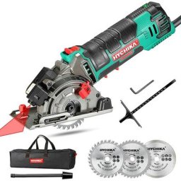 Scie Circulaire Hychika 500W Mini Scie Circulaire, 4500RPM, Profondeur de coupe: 0-25mm, Moteur en