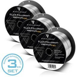 Stahlwerk - mig mag Fil de soudage Premium - Fil fourré Set de 3 E71T-GS ø 0,9 mm S100/ D100 Bobine