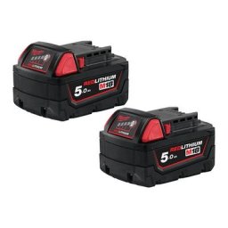 Lot de 2 batteries 18V Li-Ion 5,0 Ah red lithium M18 B5 Milwaukee 4932451242