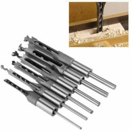 Forets à Trou Carré, Bédanes Creux en Acier Outils de Menuiserie Set pour Scie Cloche Carrée Forets