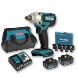Boulonneuse à chocs 18V 190Nm 1/2 DTW190 avec 2 batteries 3Ah + Coffret 9 douilles + sac Makita