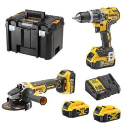 Pack de 2 outils 18V (DCD796-DCG405) + 2 batteries 5Ah + chargeur + coffret tstak Dewalt
