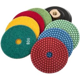 Set De Disques Humides Pour Polir Lustrer Pierre Marbre Support 7 Pieces f - Argent