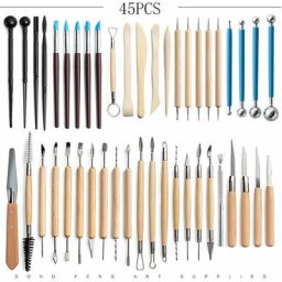 45 pcs Kit Outils de Poterie Sculpture Outil de Sculpture Argile Outils Sculpture Modelage pour