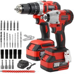 Brushless Clé à chocs sans fil 320Nm, Perceuse a Percussion Teeno Pack 2 outils, 2 Batterie 3.0Ah,1