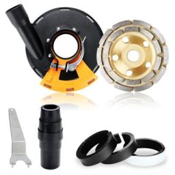 Capot d'aspiration pour meuleuse d'angle 125 mm + meule diamantée 125 mm pour béton - Orange
