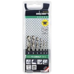100906100 hss-e Jeu de forets pour le métal 6 pièces Cobalt din 1897 tige cylindrique 1 set - Alpen