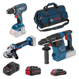 Bosch - Kit Visseuse + Meuleuse + Perforateur + 2 Batteries + Chargeur - 0615990M3C