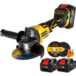 Meuleuse d'angle ONEVAN 18V Ø125 mm Pour Makita 18V-Jaune -avec 2 batteries