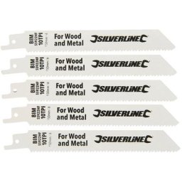 Silverline - 5 lames de scie sabre bimetal longues 150 mm pour une coupe de demolition