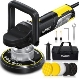 Polisseuse XXL-Set 900W Machine à polir excentrique 6 vitesses polissoir d'angle avec 5 éponges de