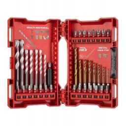 Coffret forets et embouts Shockwave Red Hex & Multi-matériaux 39 pièces Milwaukee pour perceuse