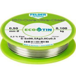 ISO-Core Ultra Clear SAC305 Étain à souder bobine Sn96,5Ag3Cu0,5 0.100 kg 0.5 mm - Felder Löttechnik