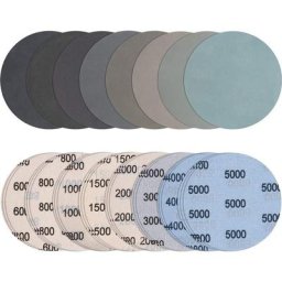 Lot de 24 disques abrasifs 125 mm Velcro - Grain 600/800/1000/1500/2000/3000/4000/5000 - Ronds sans