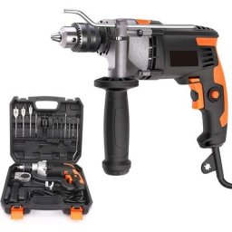 Perceuse à Percussion, Perceuse à Fil 850W 3000RPM avec 15 Forets Set, Vitesse Variable, Mode