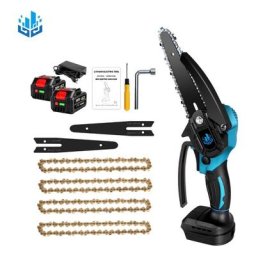 Tronçonneuse à batterie 1200W ONEVAN Mini Scie à chaîne sans fil - Vitesse réglable pour la coupe