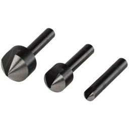 2504000 Jeu de fraises coniques 3 pièces 6 mm, 12 mm, 16 mm acier à métaux tige cylindrique 1 set