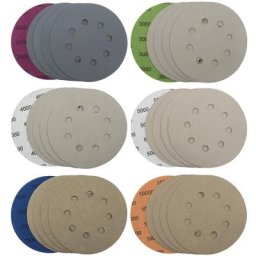 30 Pièces Disques de Ponçage 125mm 8 Trous Disques Abrasifs Papier de Verre Sec à l'eau Tampons de