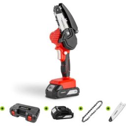 Mini tronçonneuse portative, batterie au lithium 21V (x2), lame 101,6mm (4), comprend 1 scie et 1